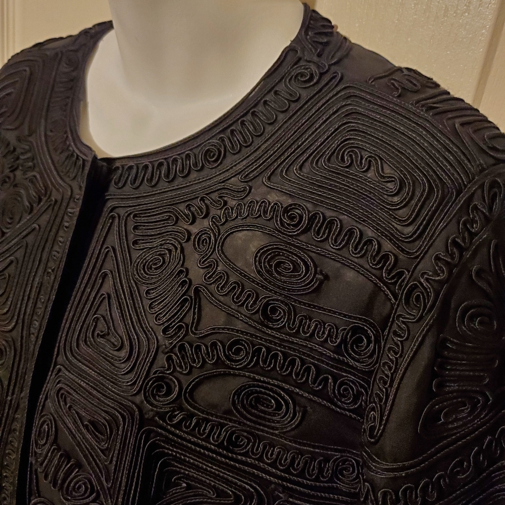 Peter Nygard Black Brocade Womens Duster Jacket - Black - Sz 14 - Picture 5 of 12